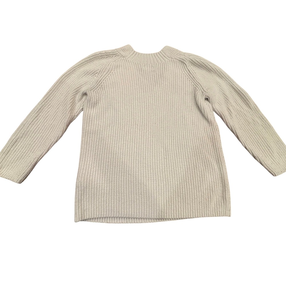 Lucky Brand Womens V-Neck Ribbed Shaker Stitch Sweater Gray Size Small